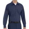 Men's Red Kap Classic-Fit Durastripe® Striped Button-Down Work Shirt -Tommy Hilfiger Shop 2575138 Light Navy Stripe
