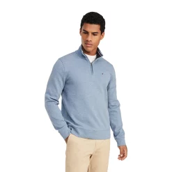 Men's Tommy Hilfiger Logo Quarter-Zip Top -Tommy Hilfiger Shop 5090444 Blue Heather