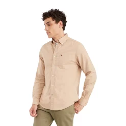 Men's Tommy Hilfiger Custom Fit Essential Stretch Oxford Shirt -Tommy Hilfiger Shop 5092114 Champagne Toast