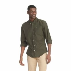 Men's Tommy Hilfiger Custom Fit Essential Stretch Oxford Shirt -Tommy Hilfiger Shop 5092114 Olive Night