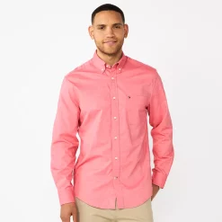 Men's Tommy Hilfiger Custom Fit Essential Stretch Oxford Shirt -Tommy Hilfiger Shop 5092114 Vivid Raspberry