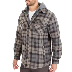 Men's Smith's Workwear Plaid Sherpa-Lined Microfleece Hooded Shirt Jacket -Tommy Hilfiger Shop 5156351 ALT2