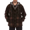 Men's Smith's Workwear Plaid Sherpa-Lined Microfleece Hooded Shirt Jacket