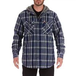 Men's Smith's Workwear Sherpa-Lined Hooded Flannel Shirt Jacket