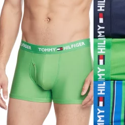 Men's Tommy Hilfiger 3-pack Everyday Microfiber Trunks -Tommy Hilfiger Shop 5297535 Green Blue W Stripe Bk