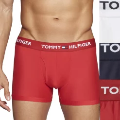 Men's Tommy Hilfiger 3-pack Everyday Microfiber Trunks -Tommy Hilfiger Shop 5297535 Tango Red Navy White