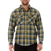 Men's Smith's Workwear Regular-Fit Buffalo Plaid Two-Pocket Flannel Button-Down Shirt -Tommy Hilfiger Shop 5496891 Heather Ivy Blue