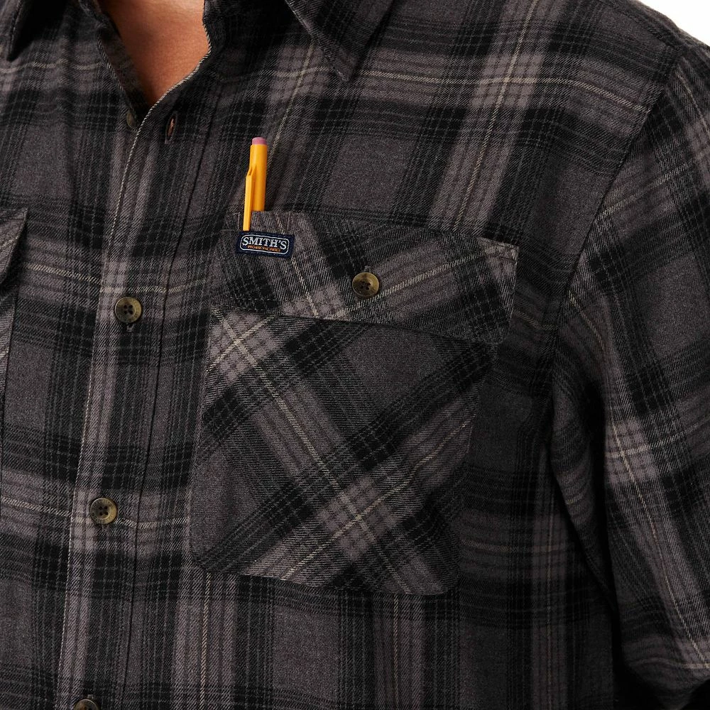 Men's Smith's Workwear Regular-Fit Plaid Two-Pocket Flannel Button-Down Shirt 11 Men's Smith's Workwear Regular-Fit Plaid Two-Pocket Flannel Button-Down Shirt - Image 9