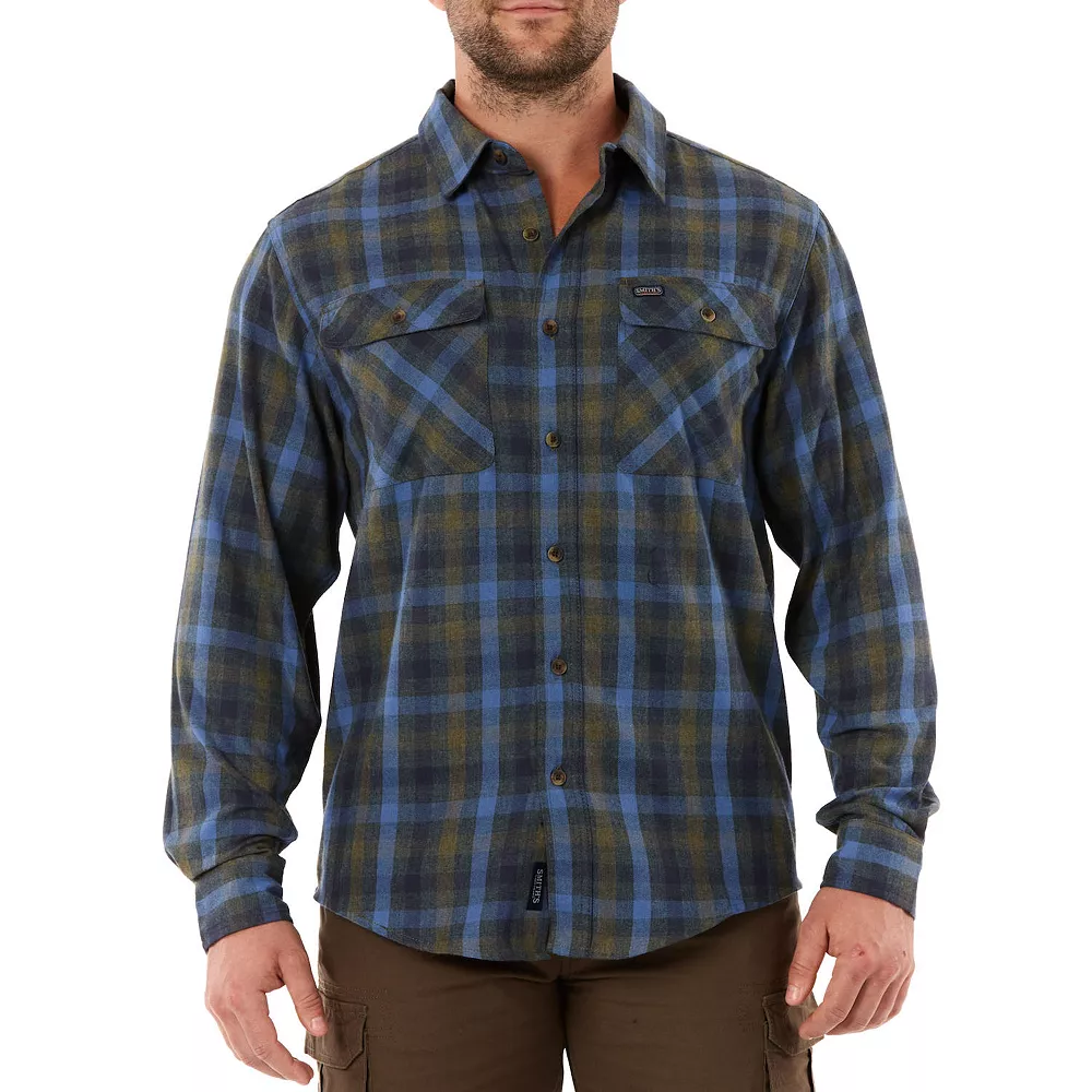 Men's Smith's Workwear Regular-Fit Plaid Two-Pocket Flannel Button-Down Shirt 7 Men's Smith's Workwear Regular-Fit Plaid Two-Pocket Flannel Button-Down Shirt - Image 5