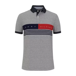 Men's Tommy Hilfiger Lucas Chest-Stripe Polo -Tommy Hilfiger Shop 5709371 Gry Hthr