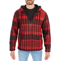 Men's Smith's Workwear Butter-Sherpa Lined Plaid Hooded Jacket -Tommy Hilfiger Shop 5869374 Red